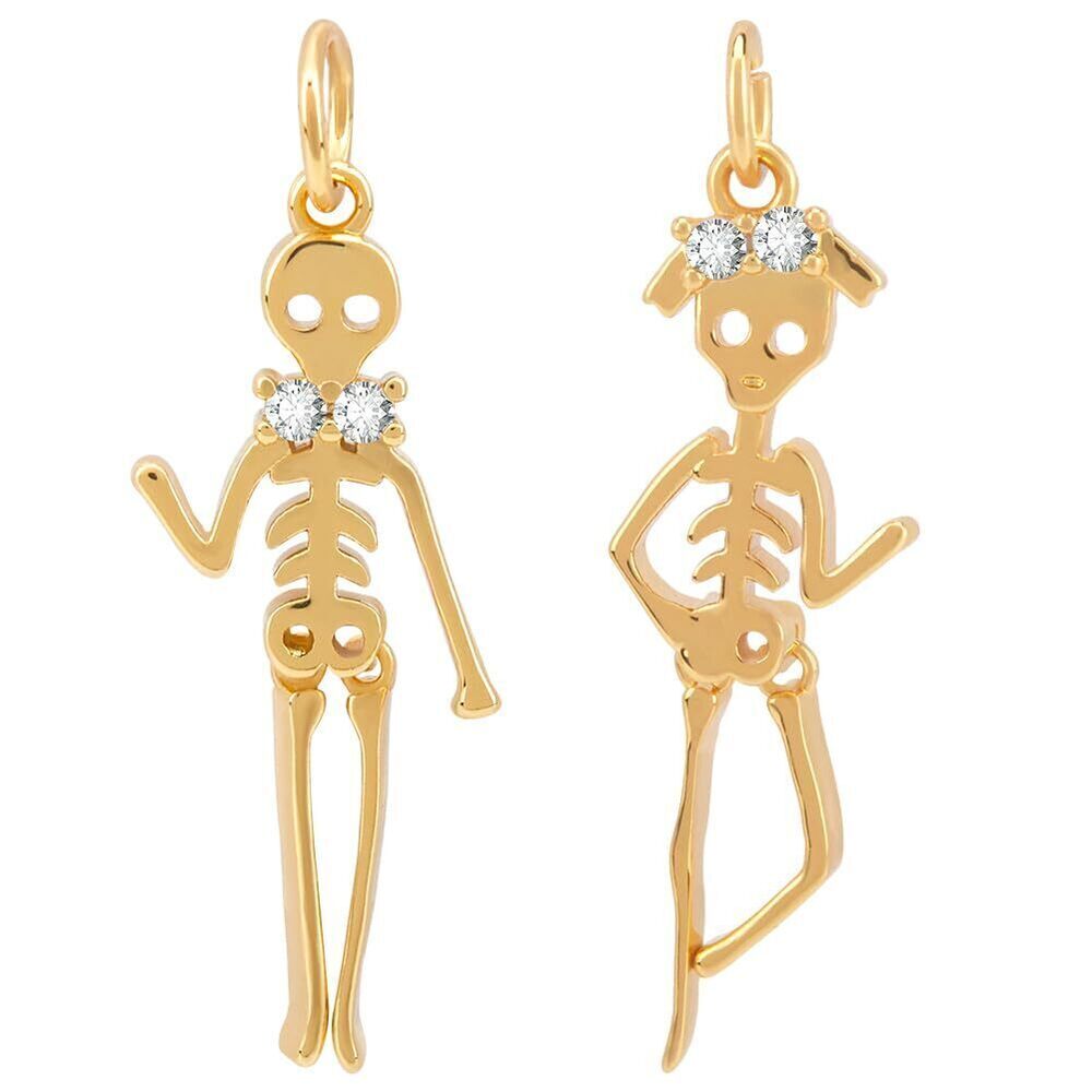 7131 6Pcs 2 Styles Skeleton Body Charms Halloween Enamel Human Skeleton